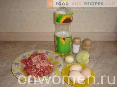 Mėsa Zrazy su kiaušiniu ir svogūnais