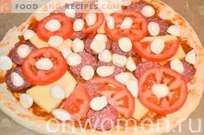Pica su saliamis ir mozzarella ant mielių tešlos