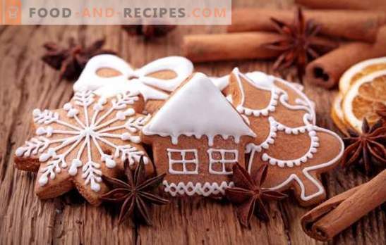 Gingerbread su apledėjimu - šventinis skonis! Dažytos meduolių su glazūra: baltymas, šokoladas, cukrus