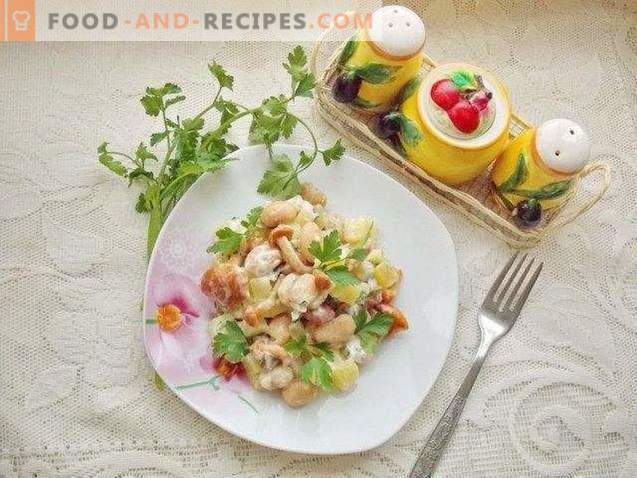 Rustieke salade met gepekelde champignons