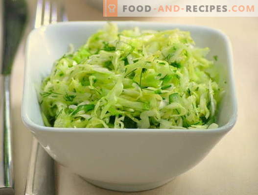 Insalate di cavolo e cetriolo - cinque migliori ricette. Come cucinare correttamente e gustose insalate con cavoli e cetrioli.